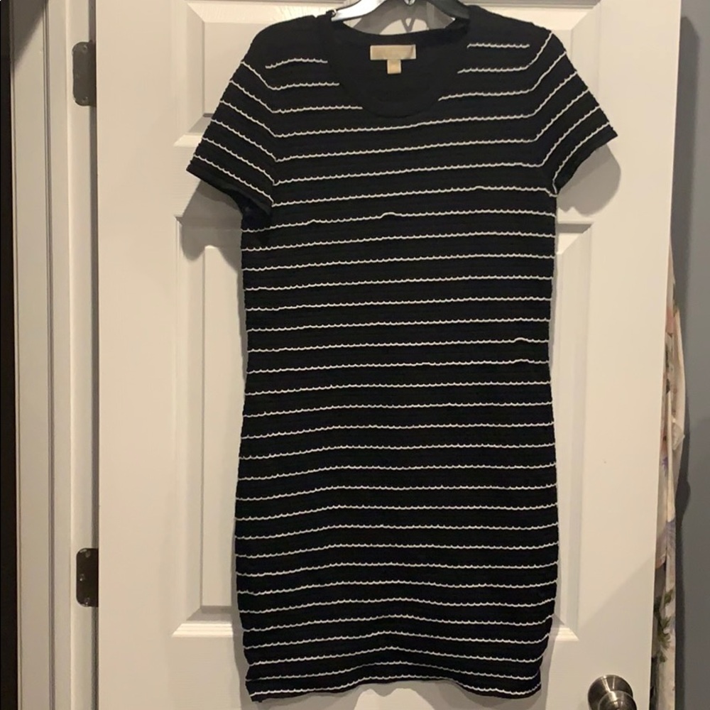 Michael Kors ruffle stripe stretch viscose dress